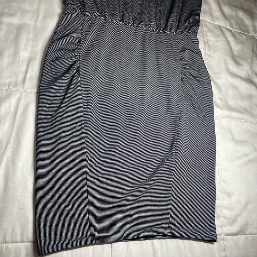 Athleta Size Small Micro Striped Westwood Dress Ruched - Picture 4 of 9